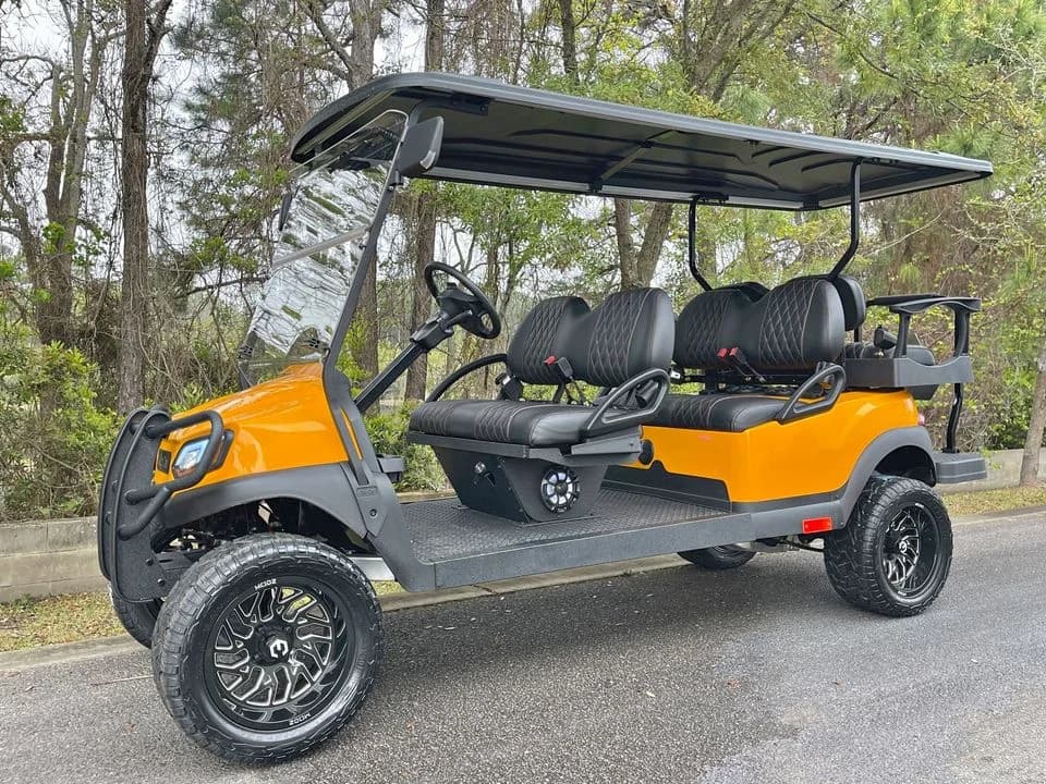 Orange 6 Passenger Gas Club Car with Bluetooth Audio System